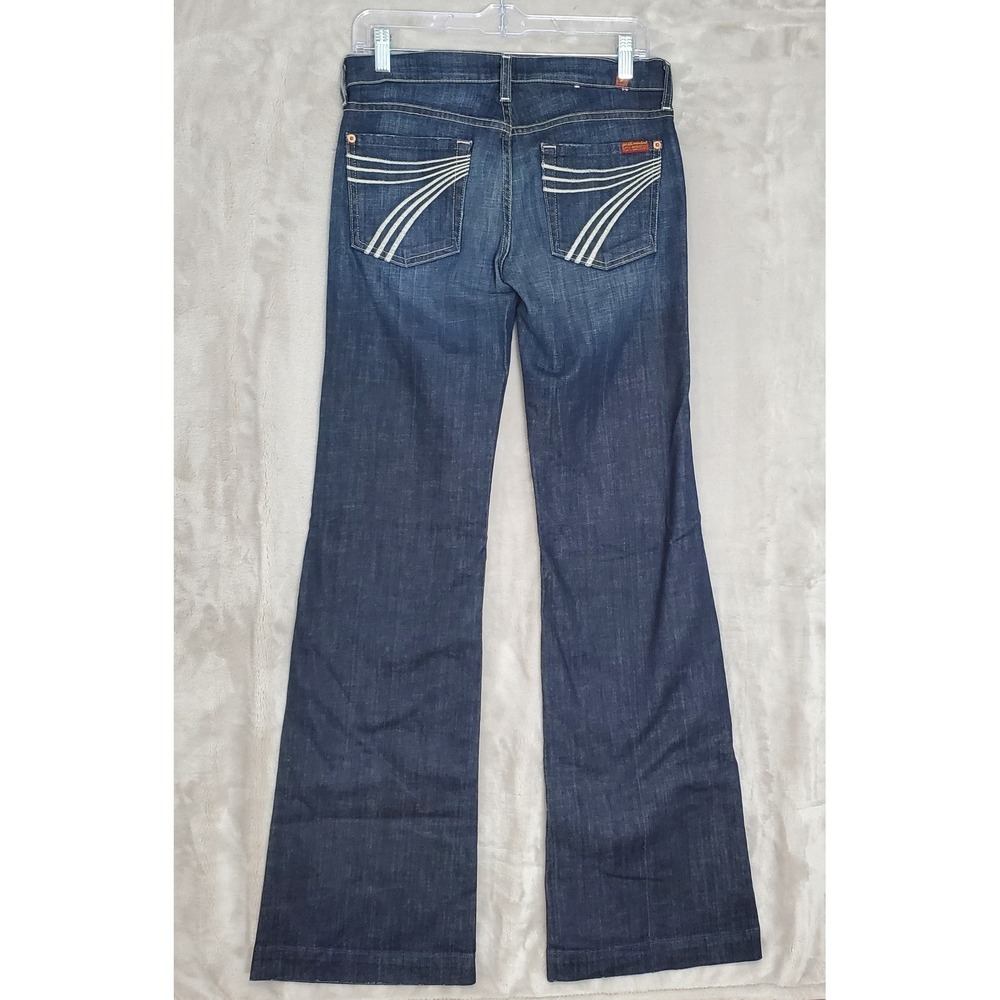 7 For All Mankind Dojo Jeans 27 Women's Dark Wash Blue Denim Bootcut Mid Rise